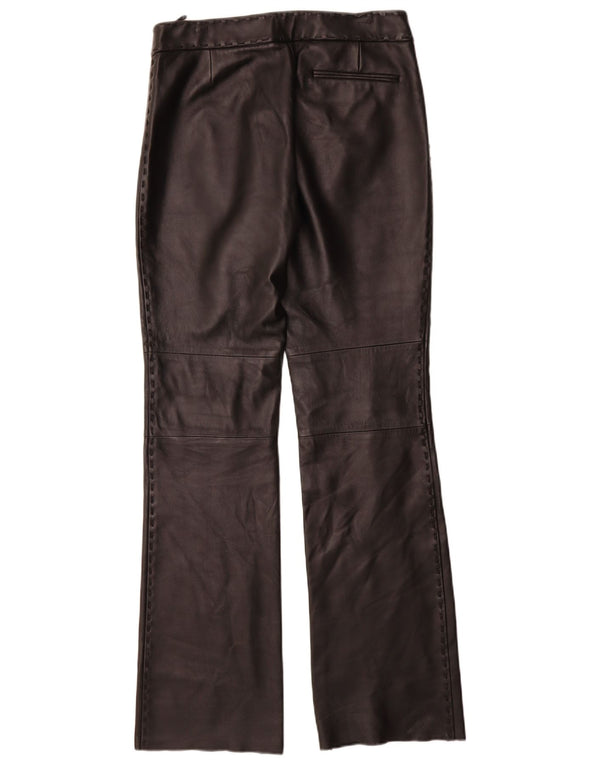 Mango Damen gerade Lederhose IT 42 Medium W30 L35 Schwarz