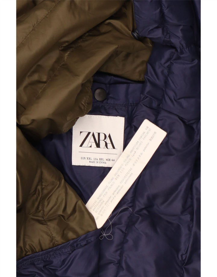 Zara Herren Wattierte Jacke UK 44 2XL Marineblau Polyester
