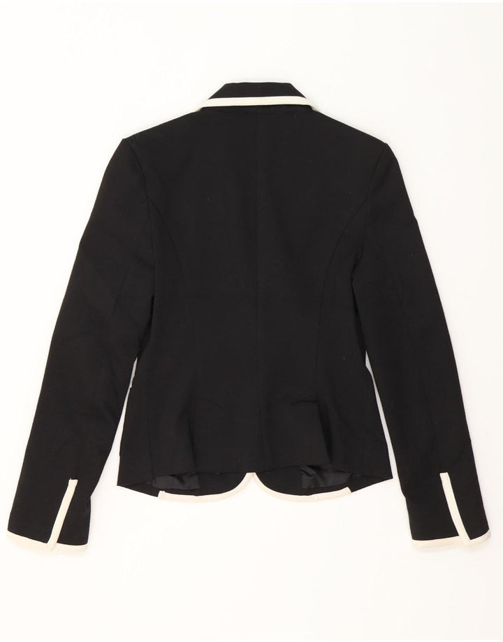 Zara Damen-Blazerjacke mit 2 Knöpfen, UK 10, Größe S, Schwarz, Farbblock-Polyester