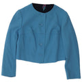 VINTAGE Womens Crop 4 Button Blazer Jacket UK 10 Small Blue