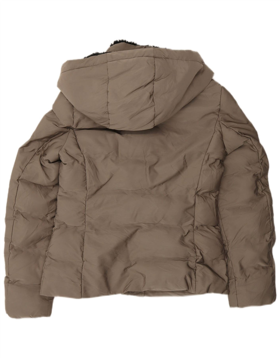 Zara Damen-Kapuzen-Sherpa-gepolsterte Jacke, UK 10, Größe S, grau, Polyester