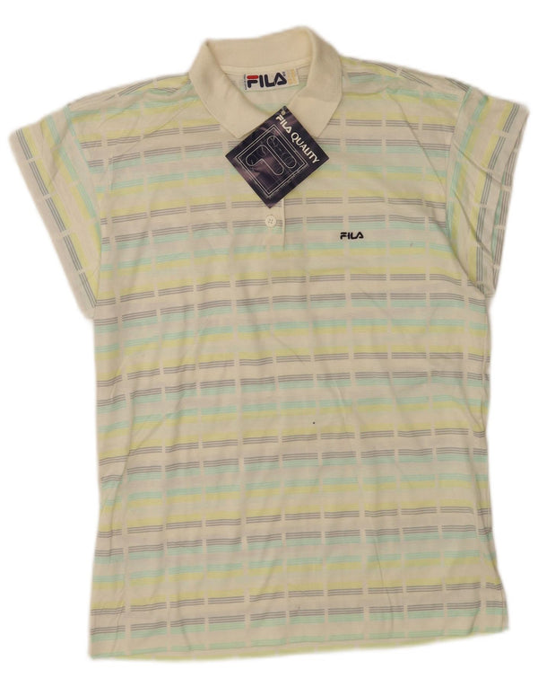 FILA Damen Poloshirt UK 10 Small Mehrfarbig gestreift aus Baumwolle