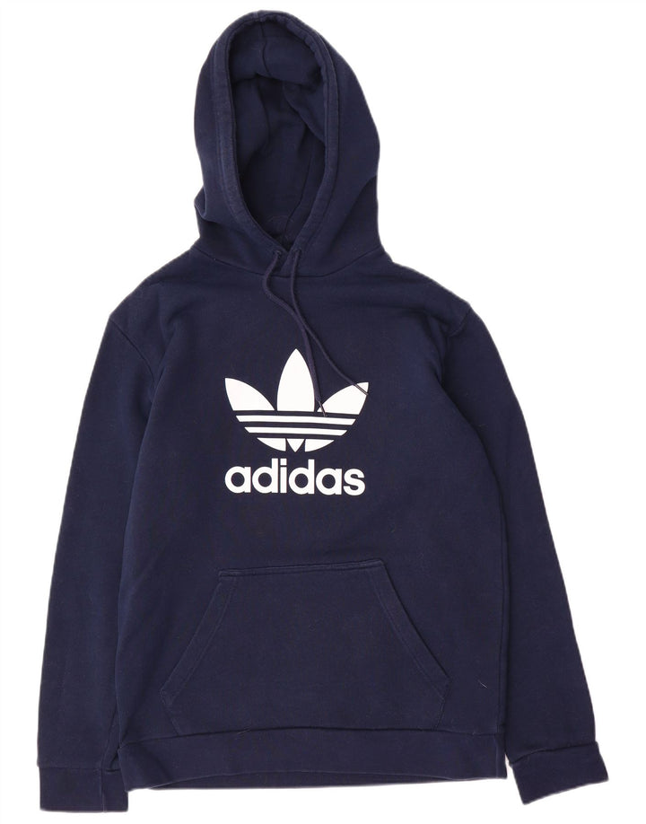 Adidas Herren Grafik-Hoodie-Pullover aus Baumwolle in mittlerem Marineblau