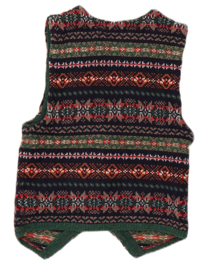Zara Damen Crop Weste UK 8 Kleine mehrfarbige geometrische Wolle