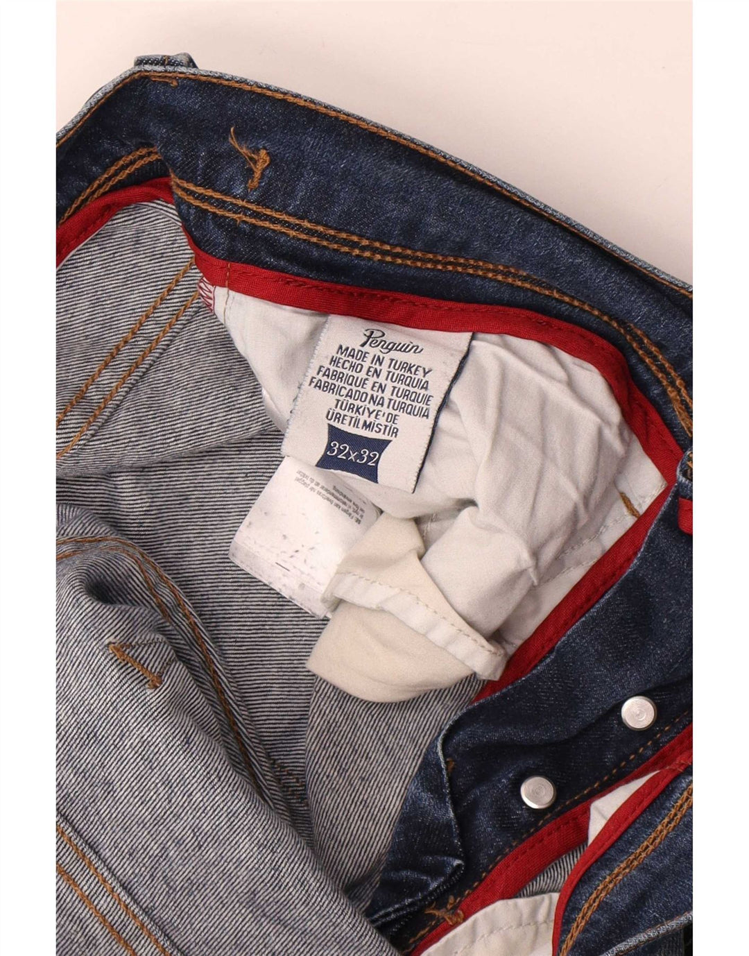 Penguin Herren Slim Jeans W32 L32 Blaue Baumwolle