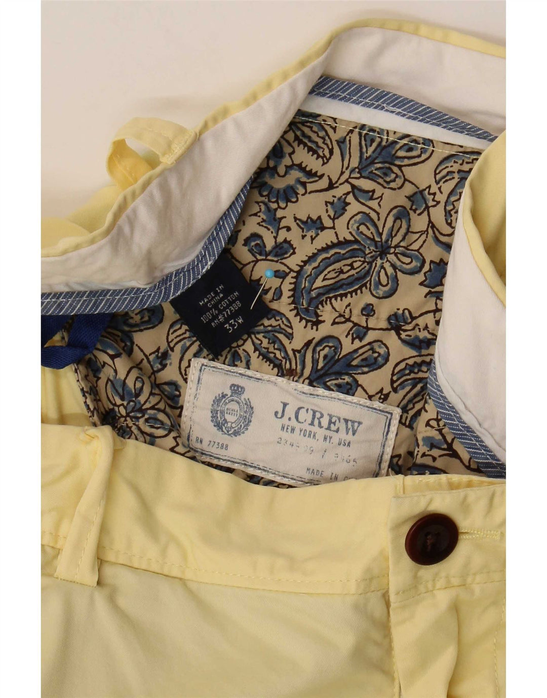J. Crew Herren Chinoshorts W33 mittelgelbe Baumwolle