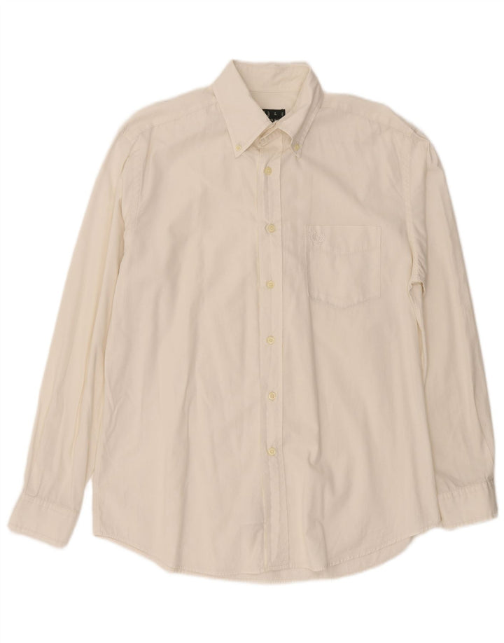 Fred Perry Herrenhemd, groß, aus weißer Baumwolle