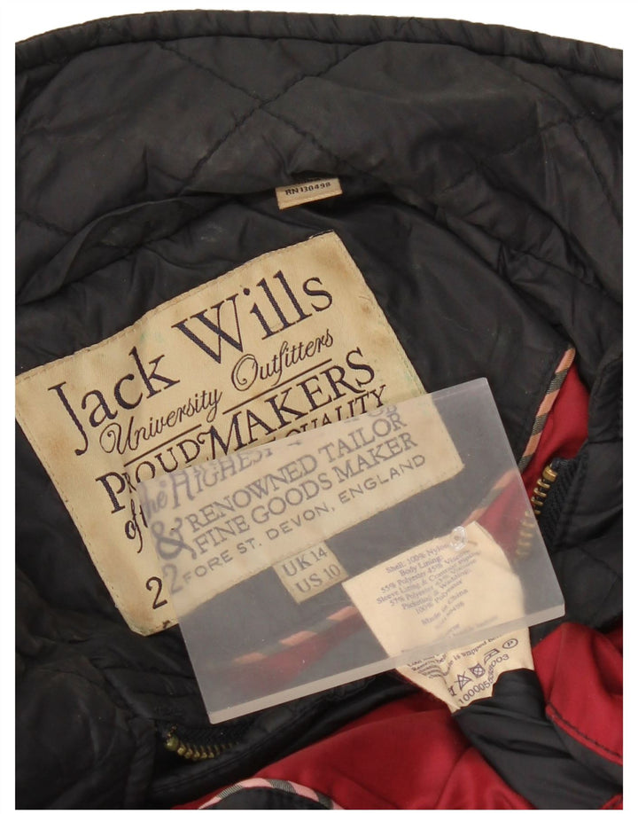 Jack Wills Damen Steppjacke UK 14 Large Schwarz Nylon