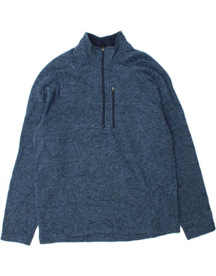 EDDIE BAUER Mens Zip Neck Sweatshirt Jumper Large Blue Flecked Polyester Vintage Eddie Bauer and Second-Hand Eddie Bauer from Messina Hembry 