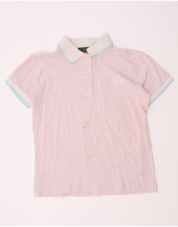 Fred Perry Mädchen-Poloshirt, 12–13 Jahre, rosa Nadelstreifen