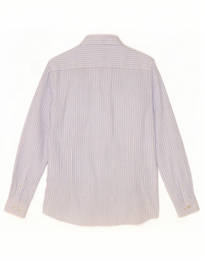 Massimo Dutti Herrenhemd, groß, blaues Nadelstreifen-Leinen