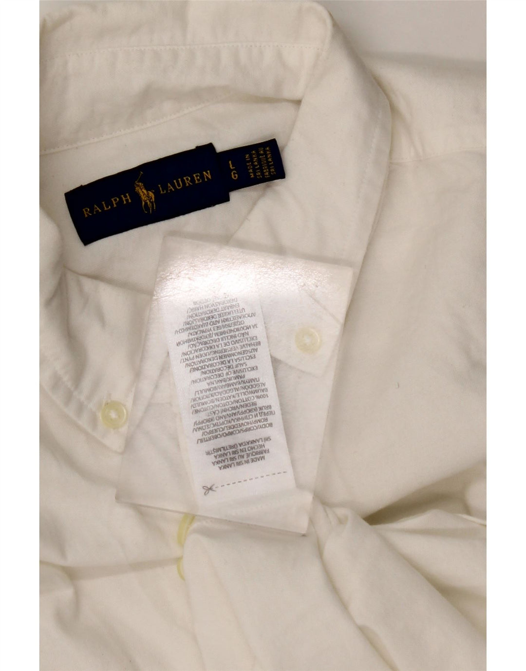 RALPH LAUREN Damen Kurzarmhemd UK 16 Large Weiße Baumwolle