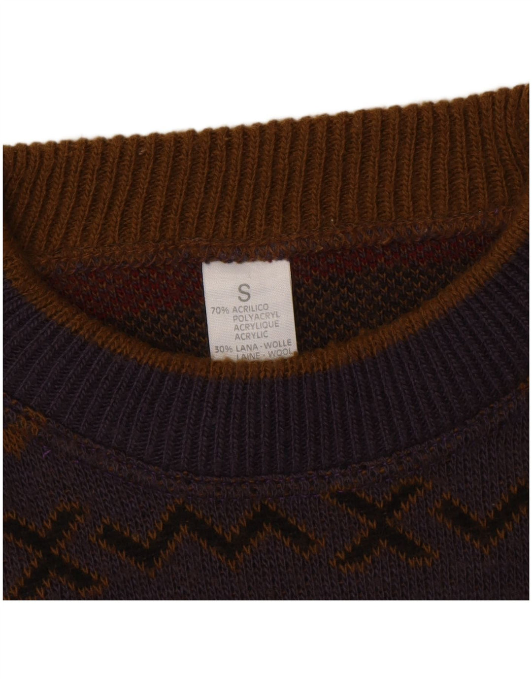 Vintage Herren Pullover mit Rundhalsausschnitt, klein, mehrfarbig, Chevron-Acryl