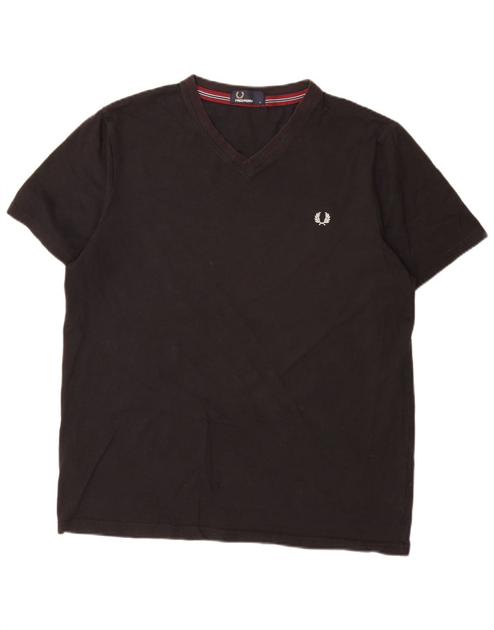 Fred Perry Herren T-Shirt Top Large Schwarz Baumwolle