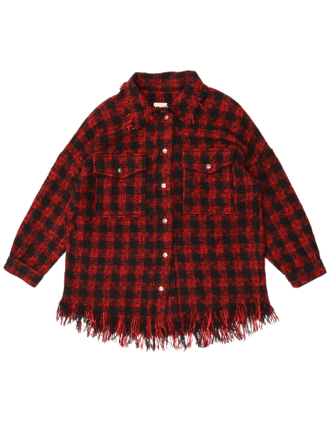 Zara Damen-Overshirt, übergroßes Hemd, UK 14, Mittelrotes Hahnentritt-Acryl