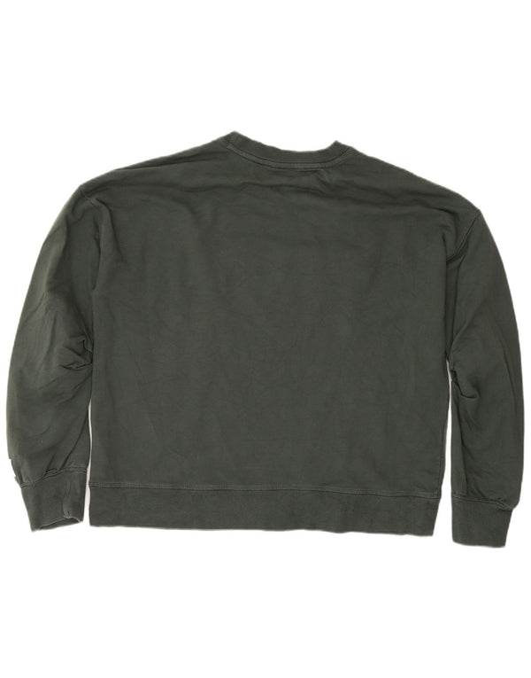 Dkny Womens Graphic Relaxed Fit Sweatshirt Pullover UK 14 Mittelgrüne Baumwolle
