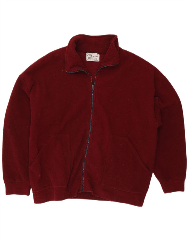 Vintage Herren Fleecejacke UK 42 XL Maroon Polyester