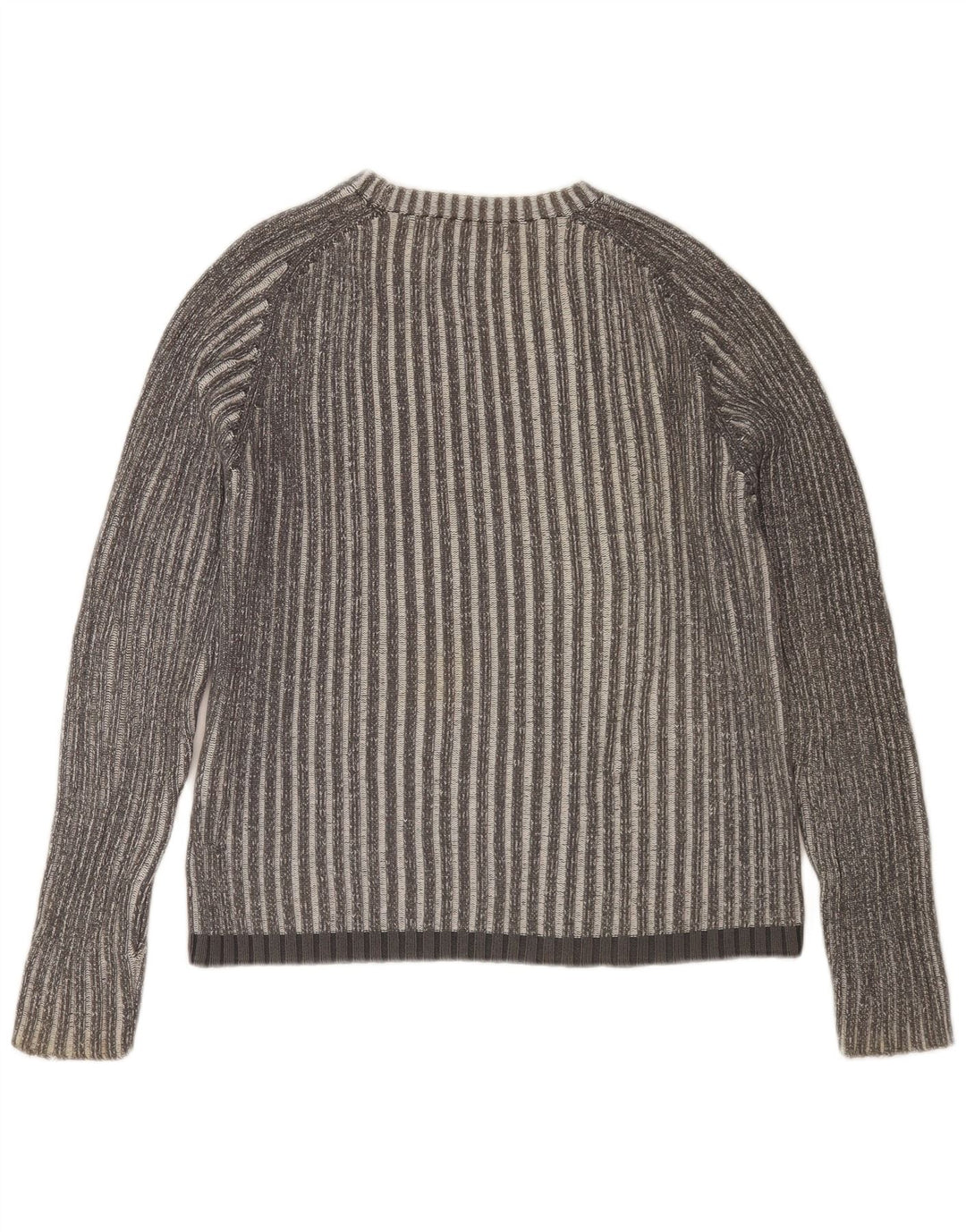 JACK & JONES Herren-Pullover mit Rundhalsausschnitt, mittelgrau, gestreift, Baumwolle