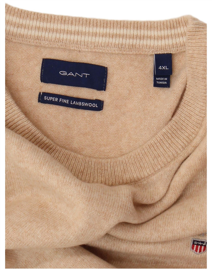 GANT Herren-Pullover mit Rundhalsausschnitt, 4XL, beige Wolle