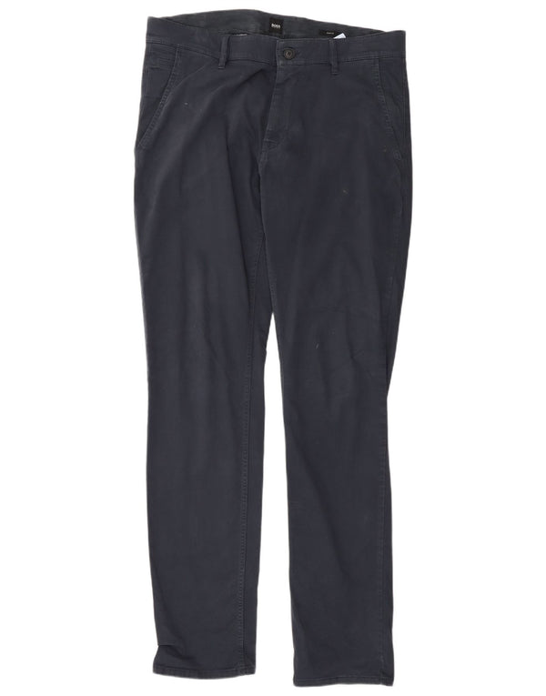 Hugo Boss Herren Slim Fit Chinohose W34 L34 Marineblaue Baumwolle