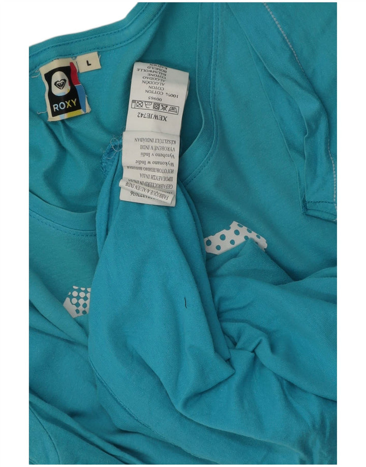 Roxy Womens Graphic T-Shirt Top UK 16 Large Blaue Baumwolle