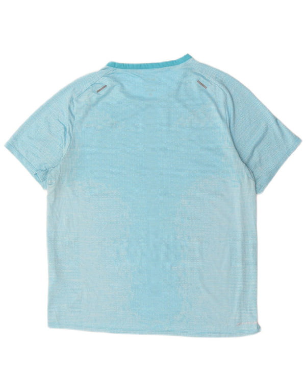 Nike Herren Dri Fit T-Shirt Top, großes blaues Nadelstreifen-Polyester