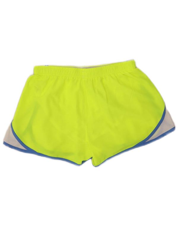 Under Armour Damen Heat Gear Sport Shorts UK 10 Small Gelb Farbblock