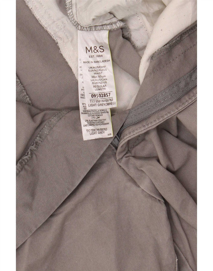 Marks & Spencer Herren Chinoshorts W38 XL Grau Baumwolle