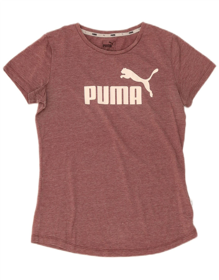 Puma Damen Grafik T-Shirt Top UK 10 Small Kastanienbraun Polyester