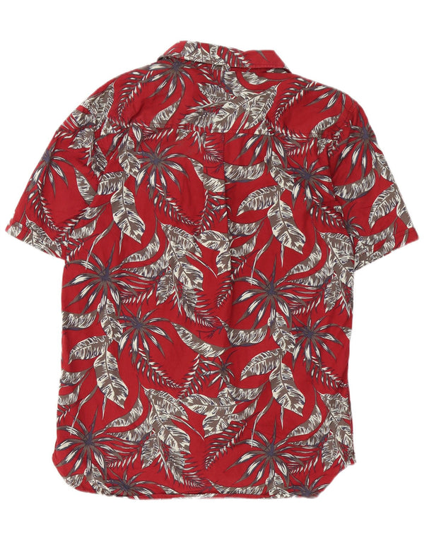 Pierre Cardin Herren Kurzarmhemd Medium Burgundy Floral Hawaiian