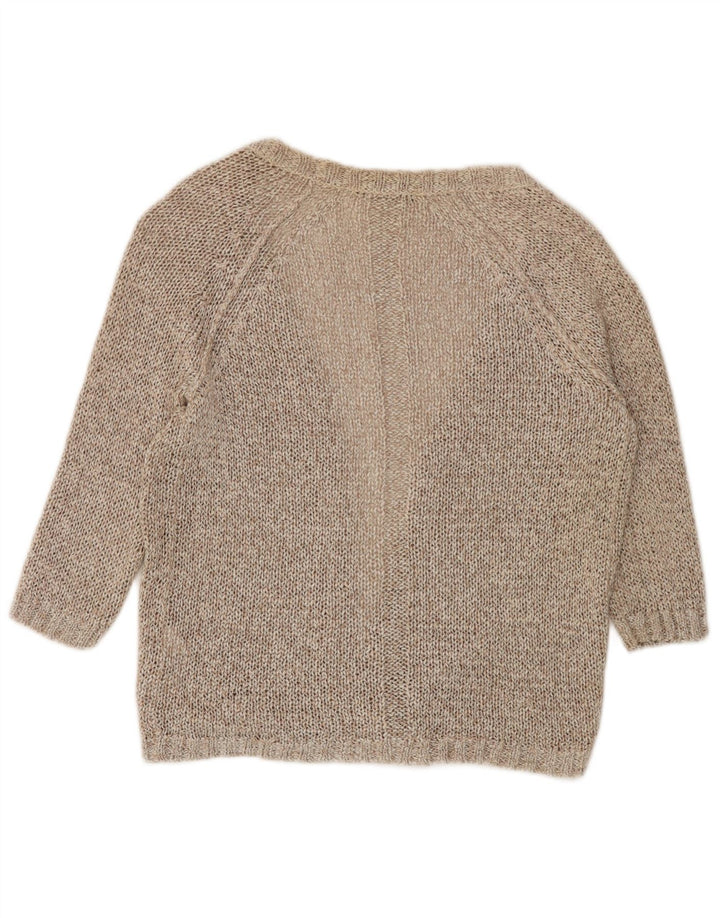Marks & Spencer Damen-Strickjacke mit 3/4-Ärmeln, offen, Gr. 8, Beige