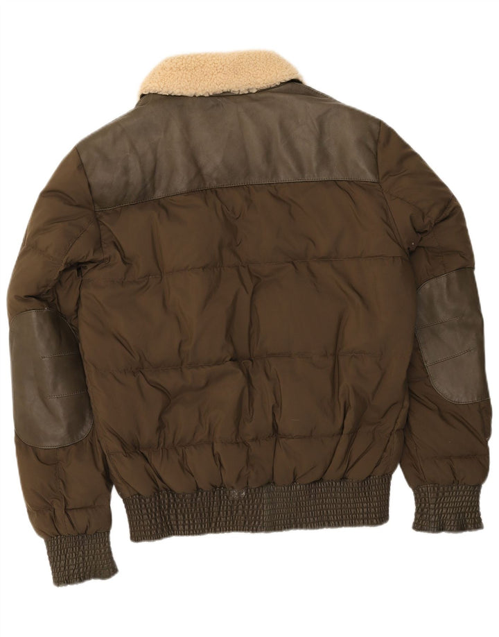 Vintage Herren Wattierte Jacke IT 52 XL Khaki Polyamid