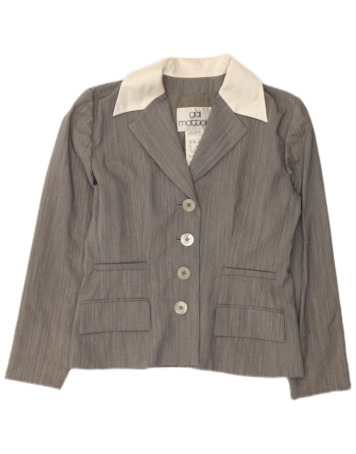 Gai Mattiolo Damen 4-Knopf-Blazerjacke UK 16 Large Grau Farbblock