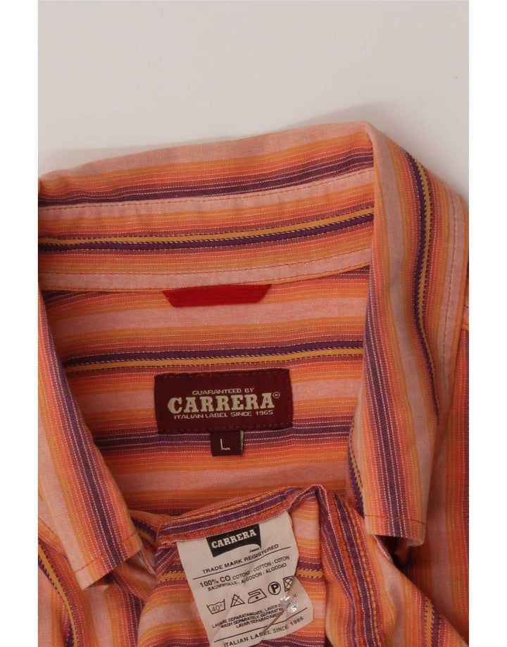 Carrera Herren-Hemd, groß, orange gestreift, Baumwolle