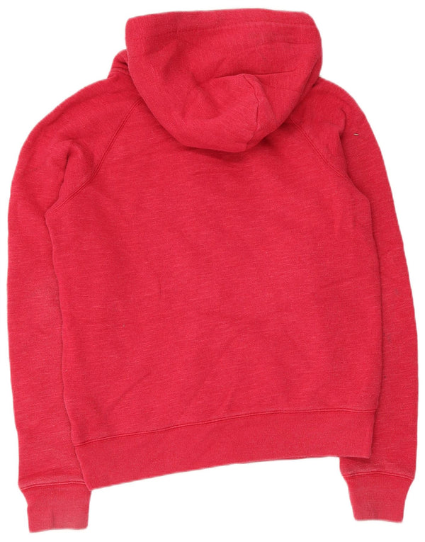 Jack Wills Damen-Kapuzenpullover mit grafischem Reißverschluss, UK 12, mittelrosa, Baumwolle