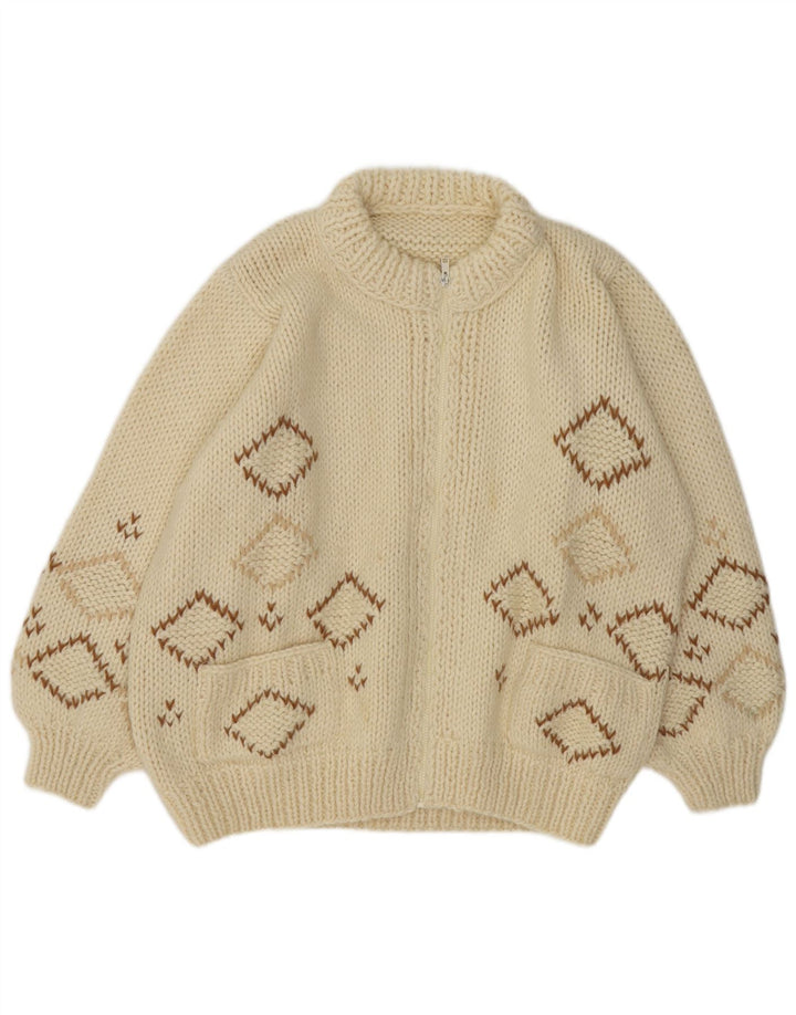 Vintage Herren Cardigan Pullover XL Off White Argyle/Diamant