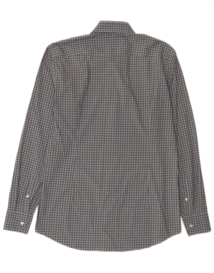 Hugo Boss Slim-Fit-Hemd für Herren, Größe 40, 15 3/4, mittelblaues Karo-Polyamid
