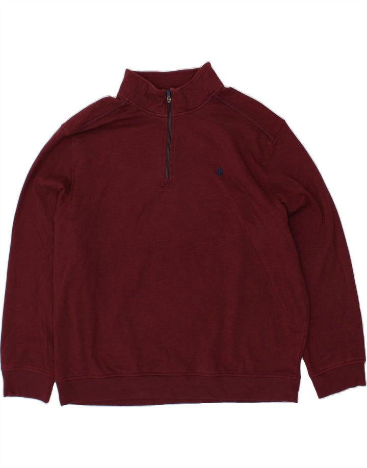 IZOD Mens Zip Neck Sweatshirt Jumper 2XL Maroon Polyester Vintage Izod and Second-Hand Izod from Messina Hembry 