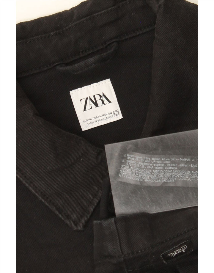 Zara Herren Jeansjacke UK 42 XL Schwarz Baumwolle