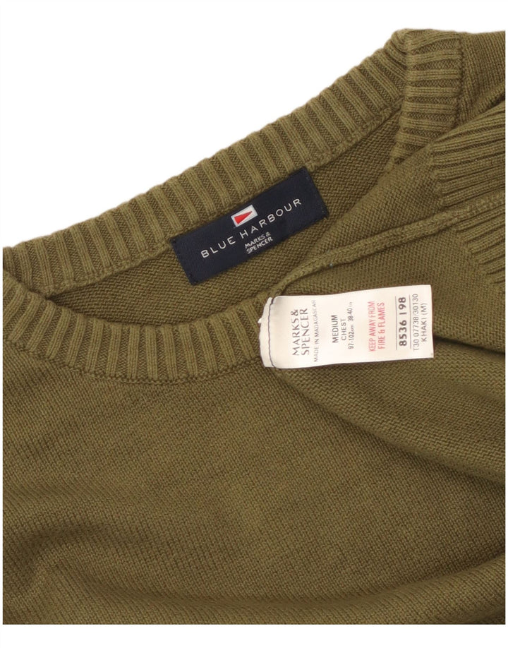 Marks & Spencer Herren Blauer Harbour-Pullover mit Rundhalsausschnitt, Mittelkhaki