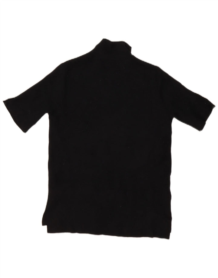 Zara Damen Strick-Kurzarmoberteil UK 12 Mittelschwarze Viskose