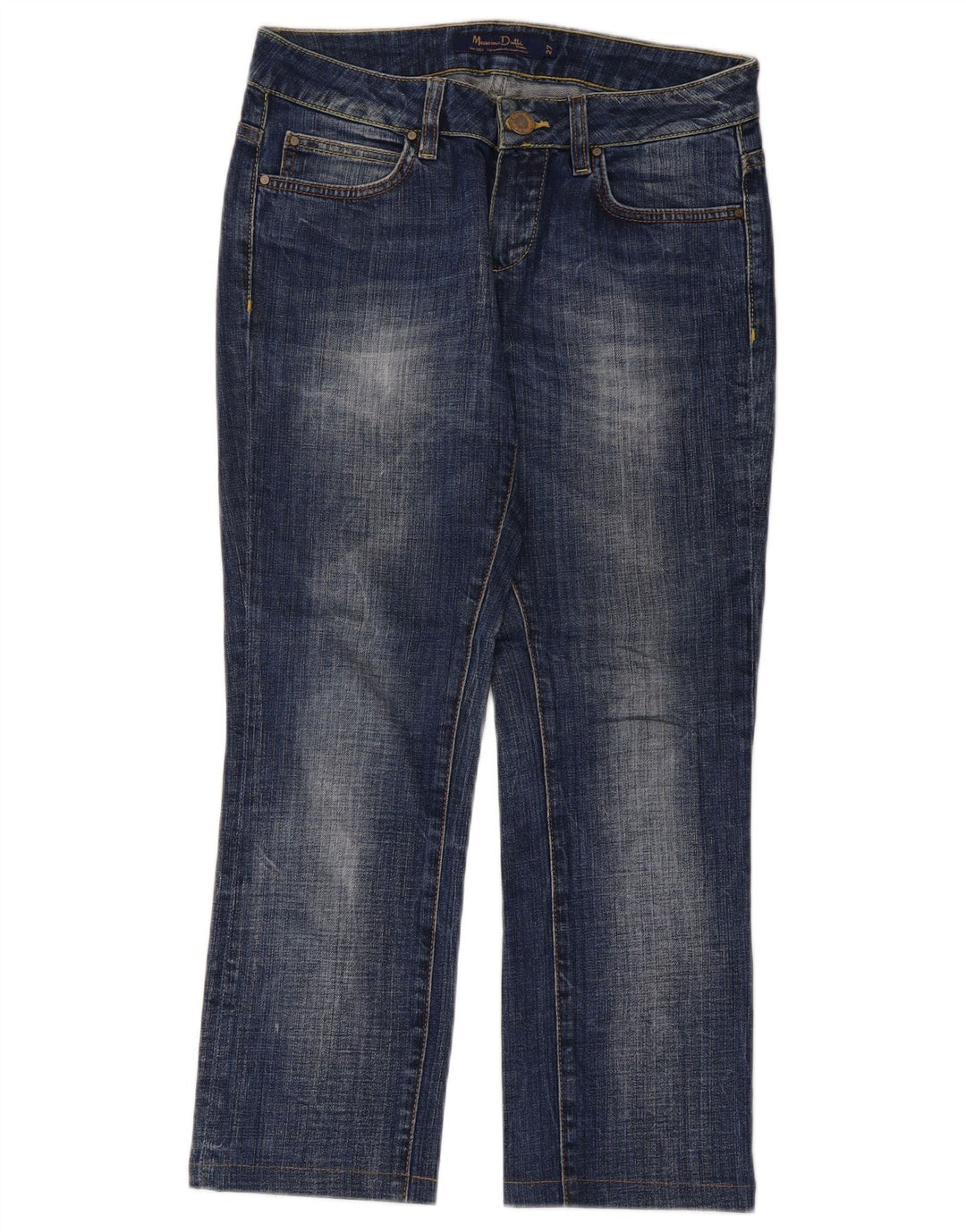 Massimo Dutti Damen-Cropped-Jeans W27 L25 Blaue Baumwolle