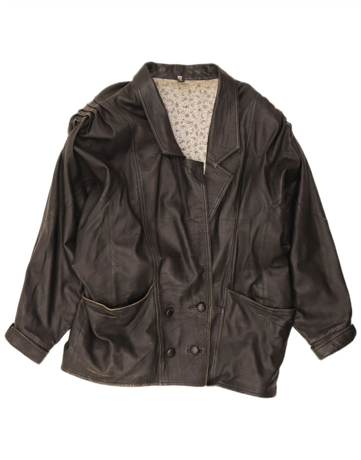 Vintage Herren Doppelreihige Übergroße Jacke EU 42 Groß Schwarz