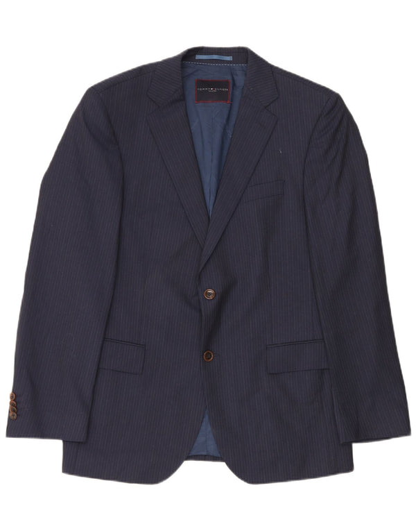 Maßgeschneiderte Herren-Blazerjacke von Tommy Hilfiger, Größe 50, groß, marineblau, Nadelstreifen
