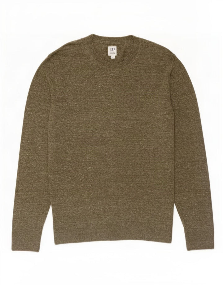 Gap Herren-Pullover mit Rundhalsausschnitt, mittelkhakifarben meliert