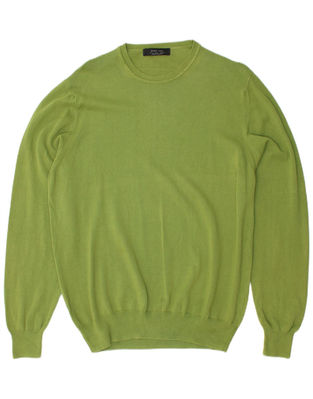 ZARA Herren-Pullover mit Rundhalsausschnitt, Größe L, Grün