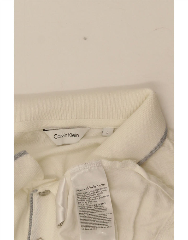 Calvin Klein Herren-Poloshirt, große weiße Baumwolle