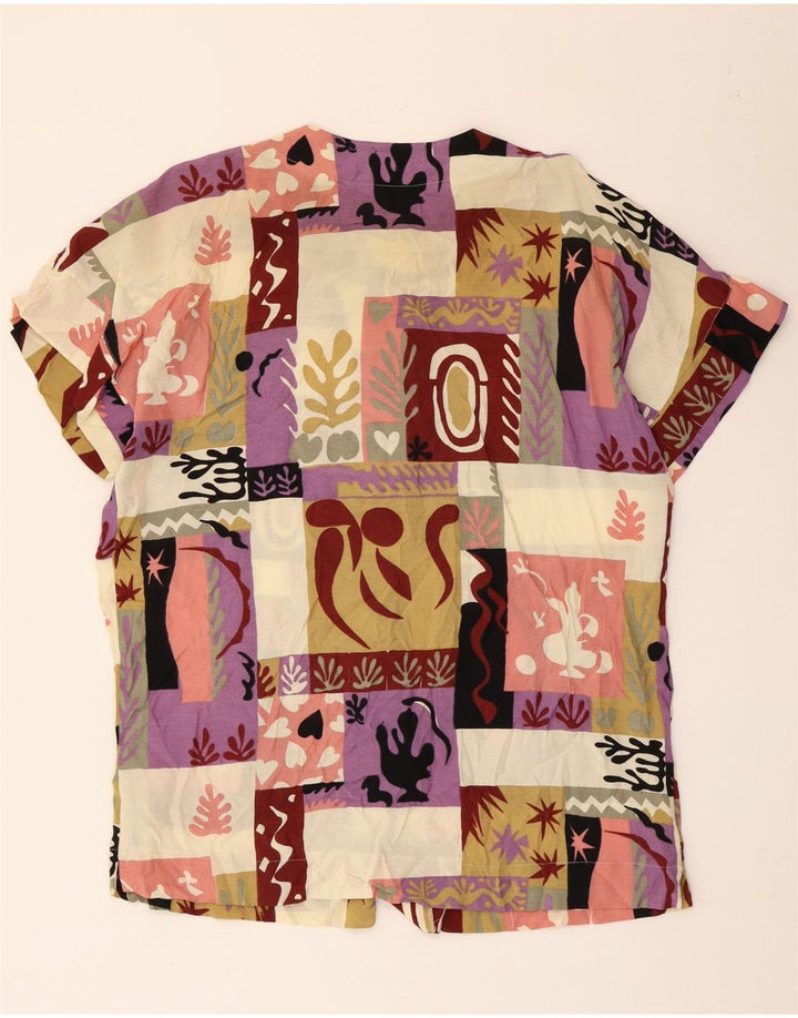 Nina Damen Kurzarm-Hemdbluse UK 18 XL Mehrfarbiges Patchwork
