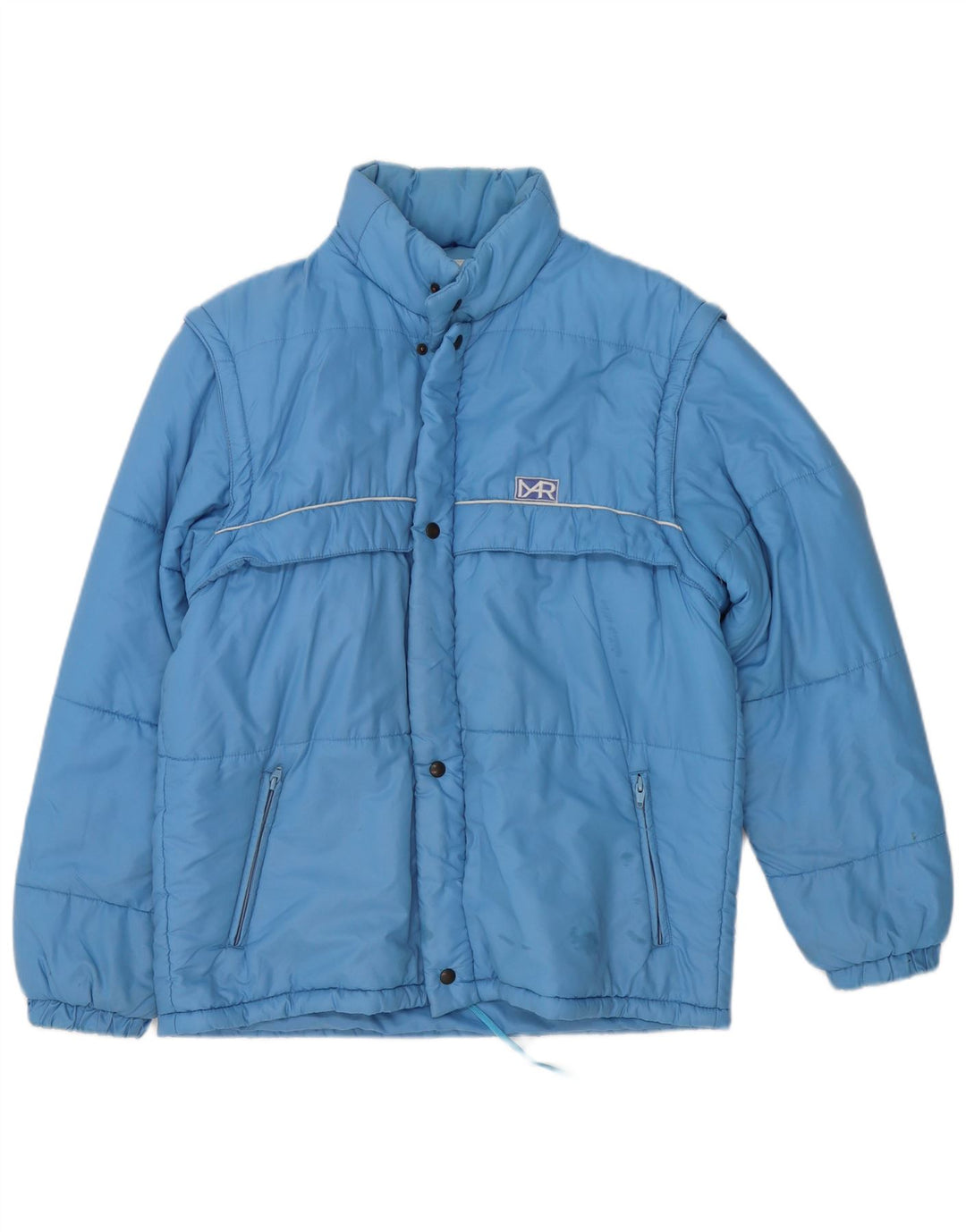 Vintage Herren Wattierte Jacke IT 48 Mittelblaues Polyamid