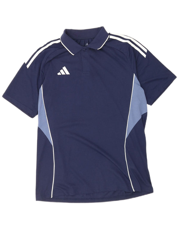Adidas Herren-Poloshirt mit normaler Passform, mittleres Marineblau, Farbblock-Polyester